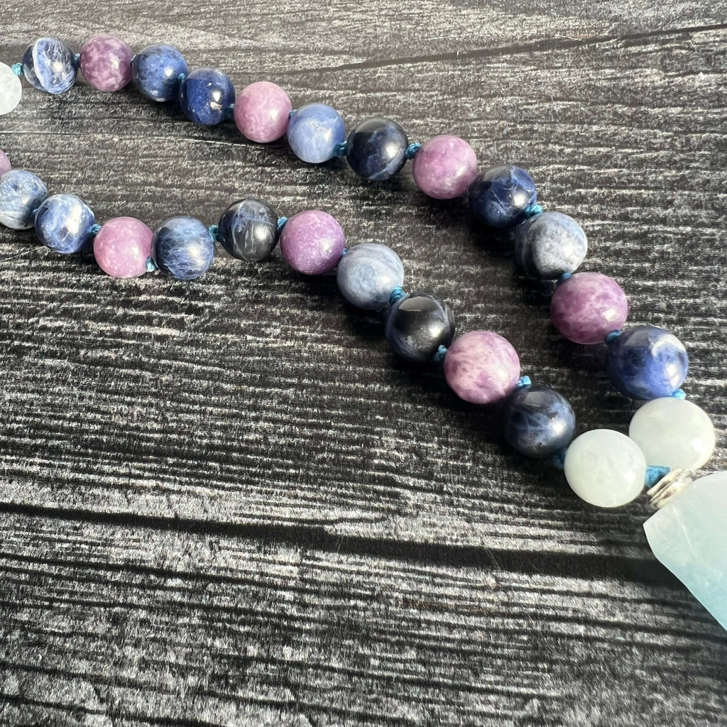 Throat Chakra Meditation Mala – 27 Beads of Aquamarine & Sodalite