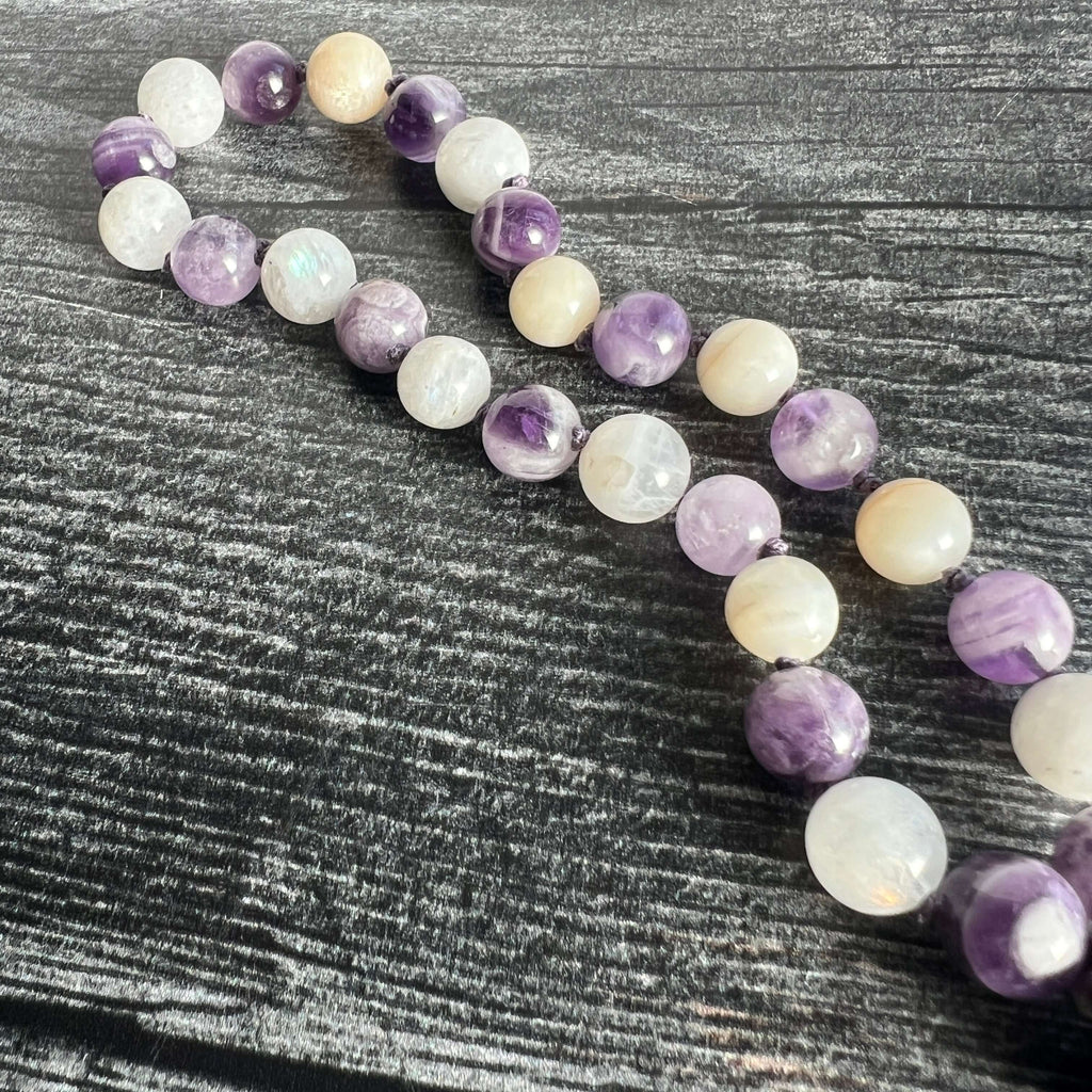 Third Eye Chakra Meditation Mala – 27 Beads of Fluorite & Amethyst