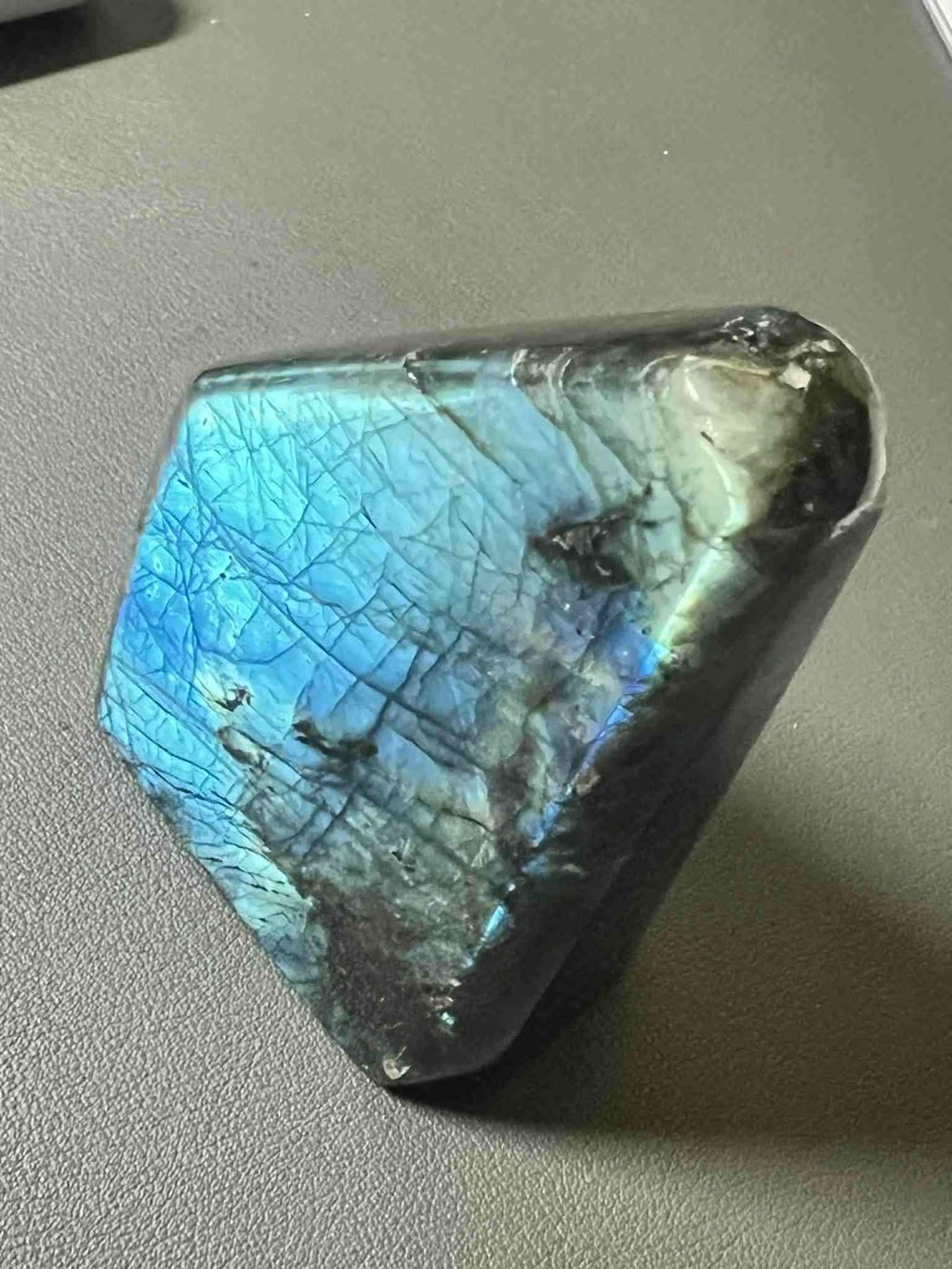 Labradorite Crystal Freeform Polished Blue Flash Madagascar