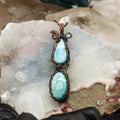 Larimar Dual Stone Wire Wrap Crystal Pendant Serenity