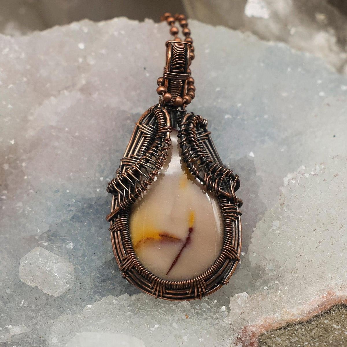 Mookaite Jasper Wire Wrap Crystal Pendant - Red Tones