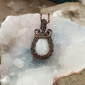 Moonstone Copper Wire Wrapped Teardrop Pendant Necklace