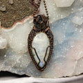 Moonstone Crystal Wire Wrap Pendant Copper Adularescent