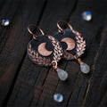 Moonstone Moon Leaf Earrings
