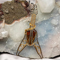 Moss Agate Crystal Wire Wrap Pendant Copper Guitar Shape