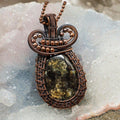 Ocean Jasper Crystal Copper Wire Wrap Pendant Handcrafted