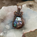 Paua Shell Wire Wrap Crystal Pendant - Emotional Calm