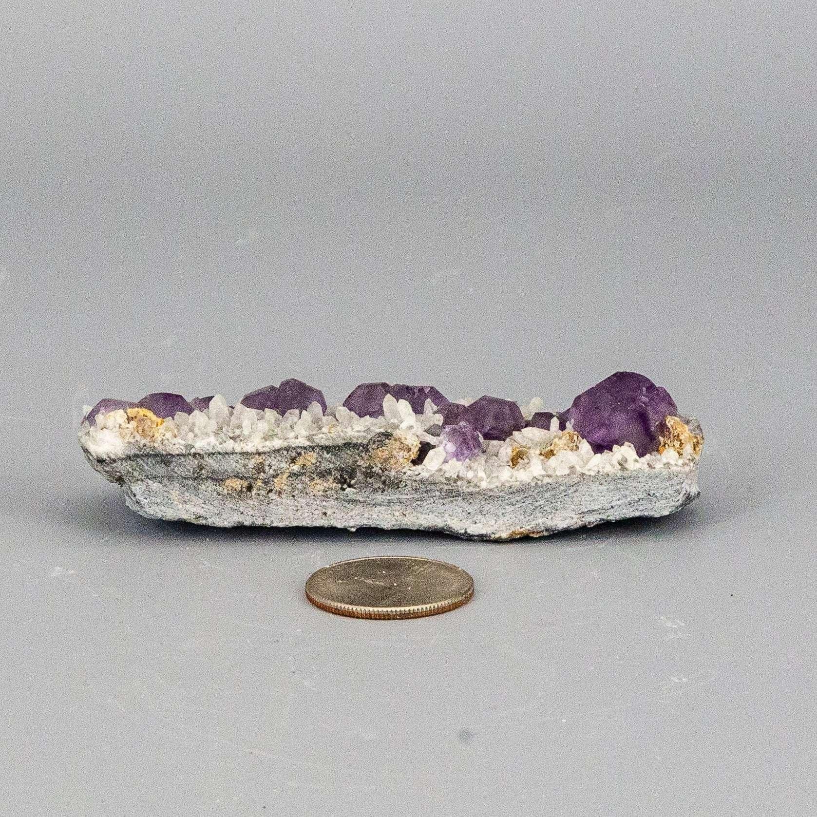 Purple Fluorite Crystal Cubes on Calcite Collector Piece