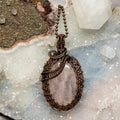 Rose Quartz Crystal Wire Wrapped Pendant 2.5"