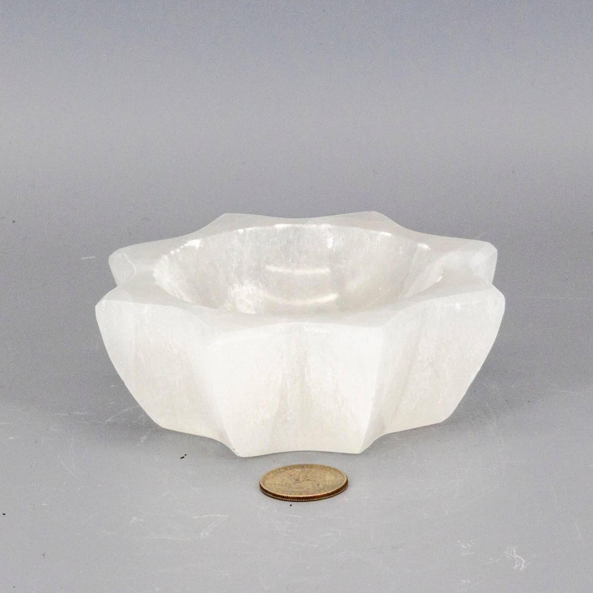 Selenite Crystal Carved Eight-Point Star Altar Bowl