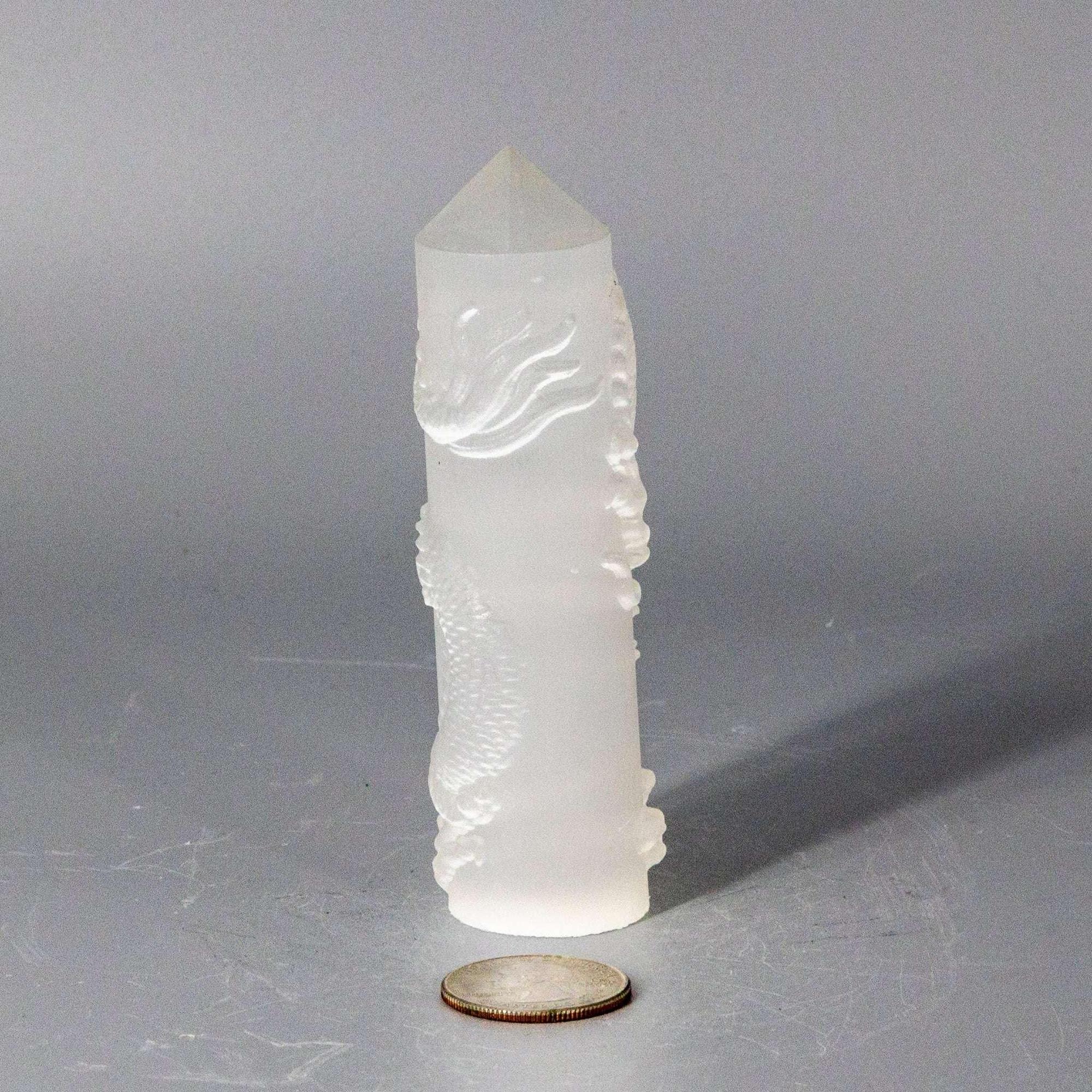 Selenite Shungite Crystal CNC Carved Dragon Tower Art