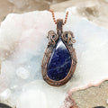 Sodalite Crystal Copper Wire Wrap Pendant Necklace