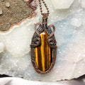 Tiger's Eye Wire Wrap Crystal Pendant - Courage and Clarity