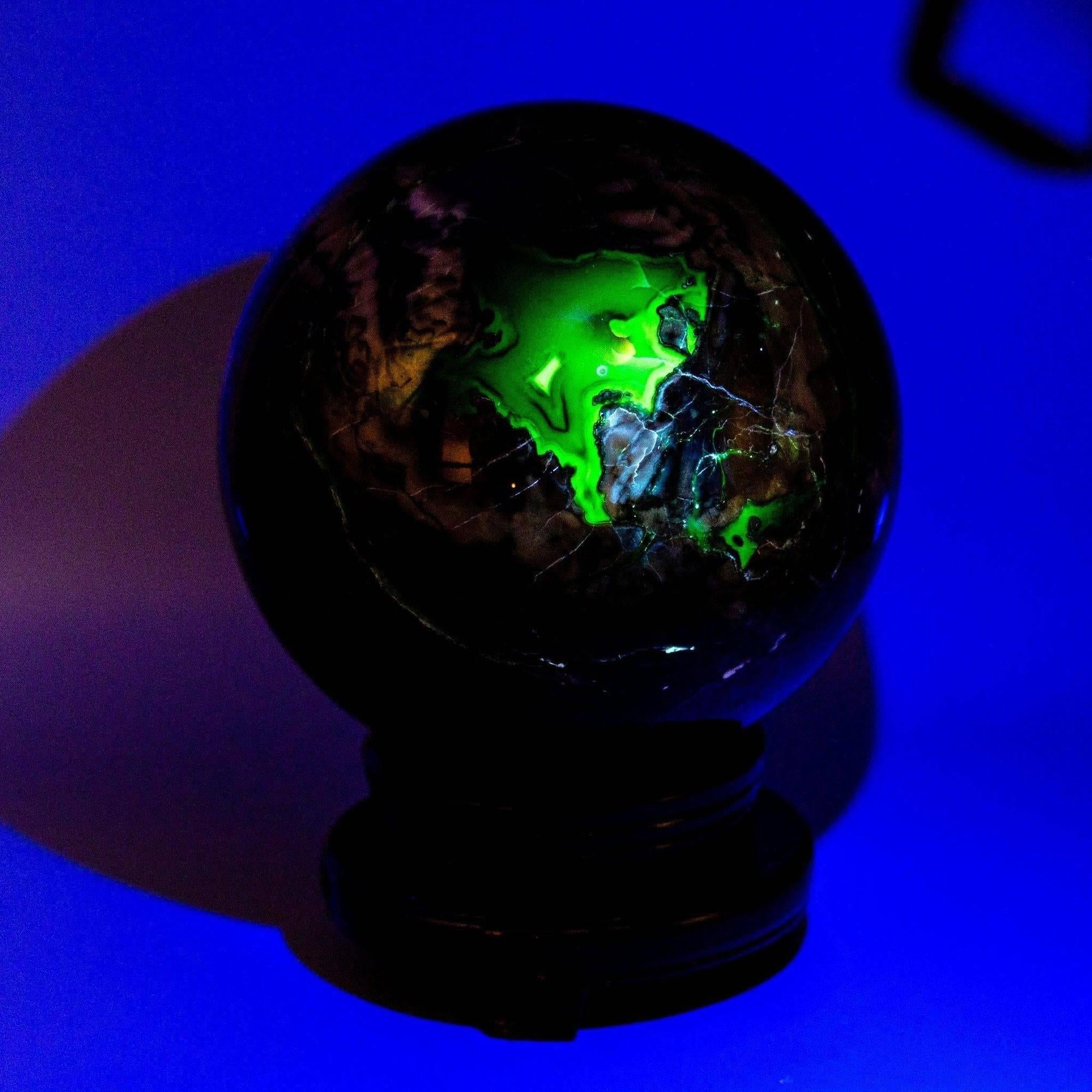 Volcano Agate Sphere HUGE | 186mm UV Reactive Statement Piece