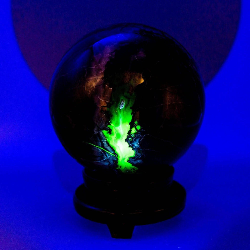 Volcano Agate Sphere HUGE | 186mm UV Reactive Statement Piece