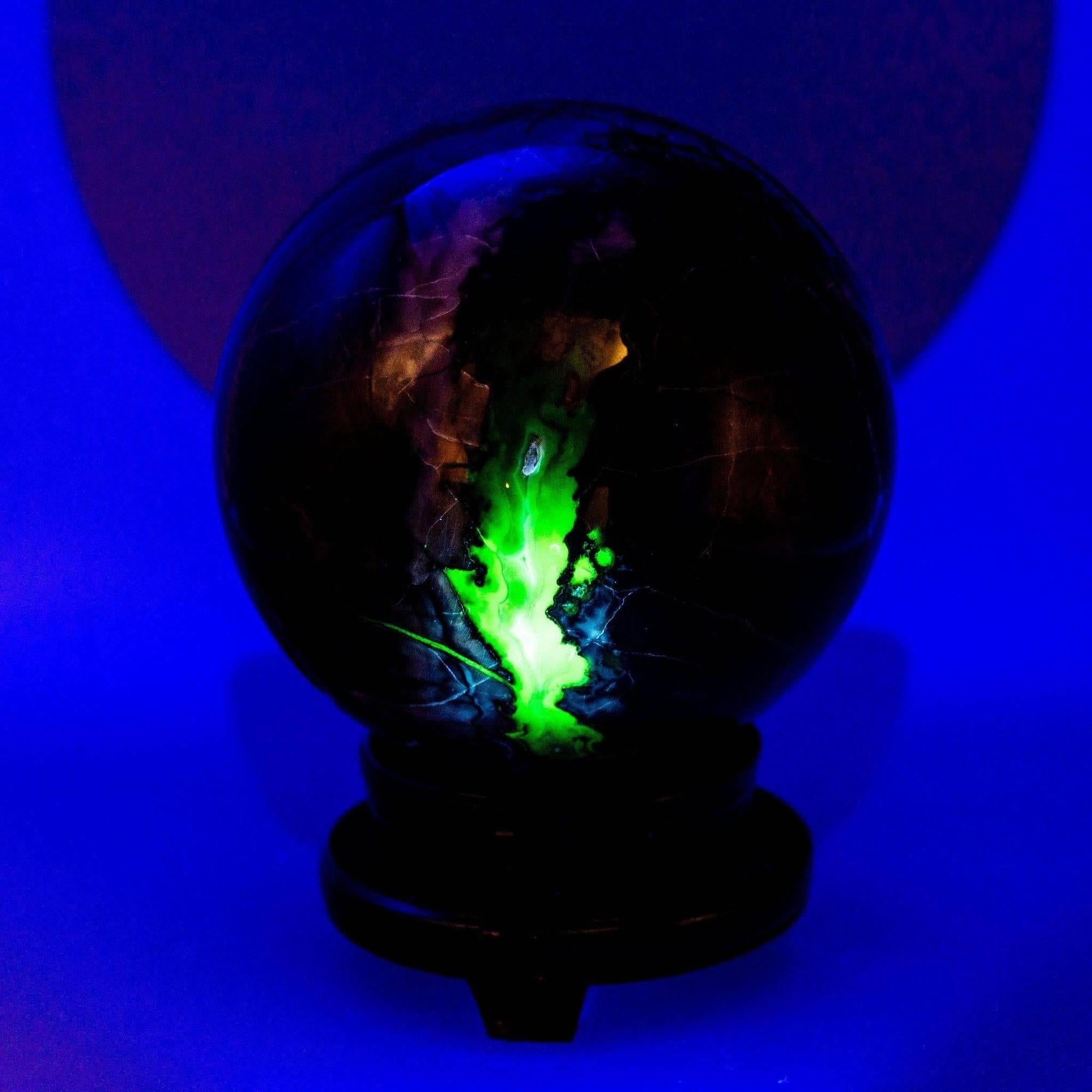 Volcano Agate Sphere HUGE | 186mm UV Reactive Statement Piece