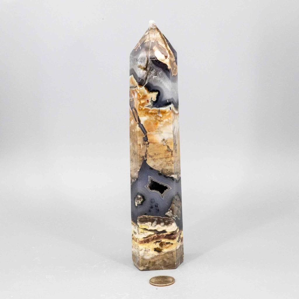 Volcano Agate Tower XL | UV Reactive Crystal Tower