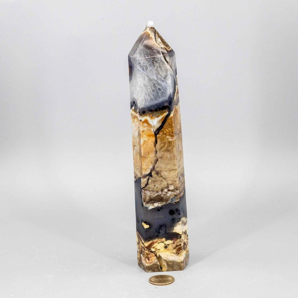 Volcano Agate Tower XL | UV Reactive Crystal Tower