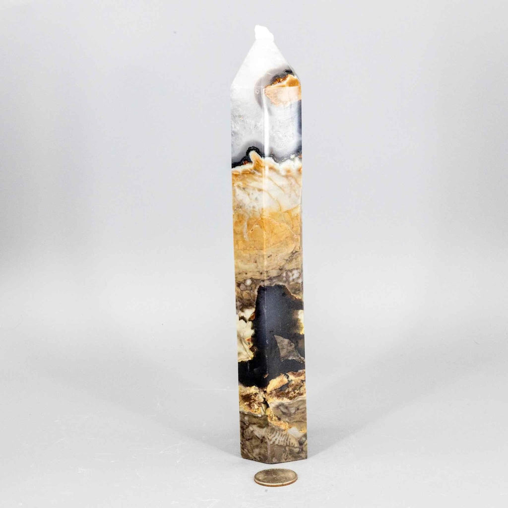 Volcano Agate Tower XL | UV Reactive Crystal Tower