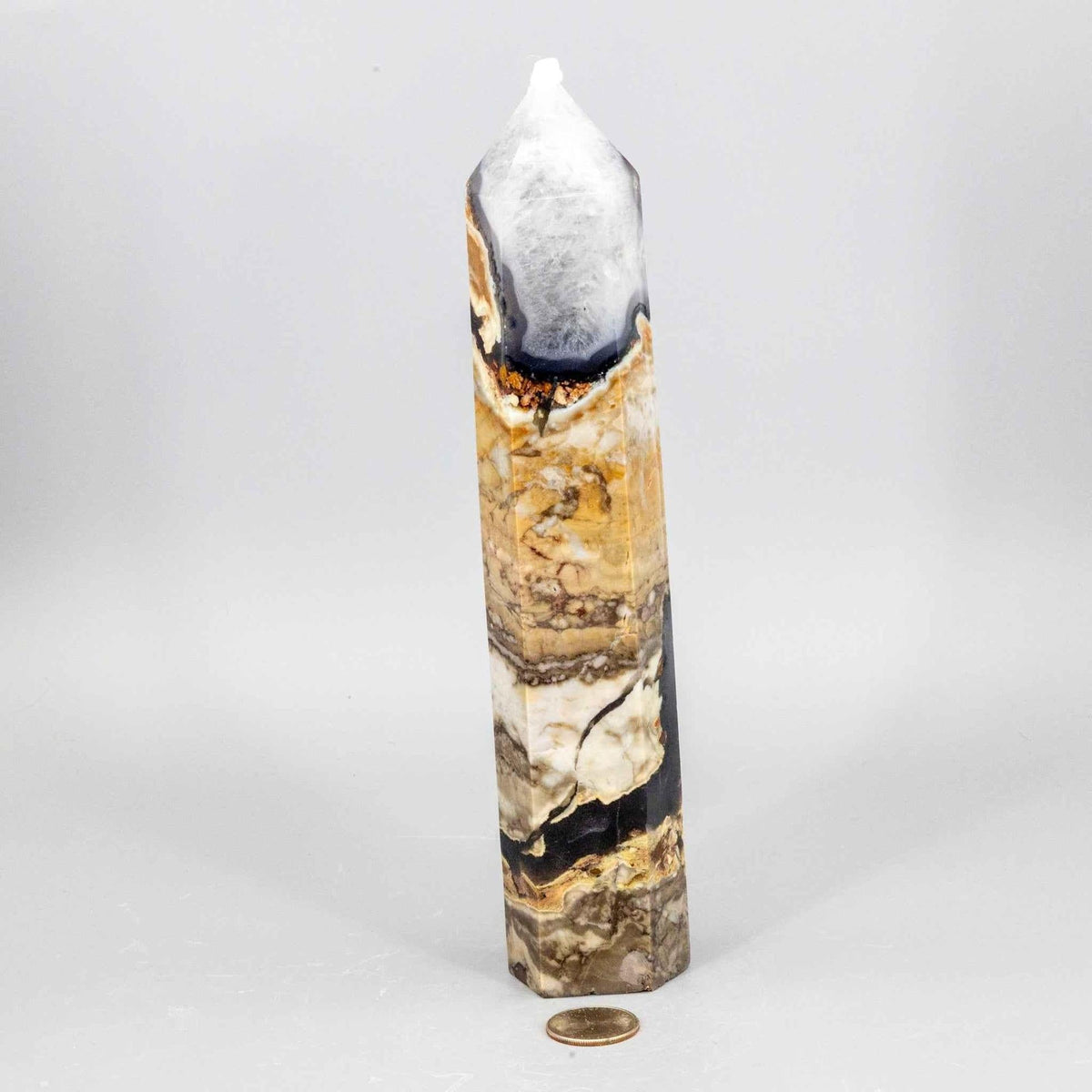Volcano Agate Tower XL | UV Reactive Crystal Tower