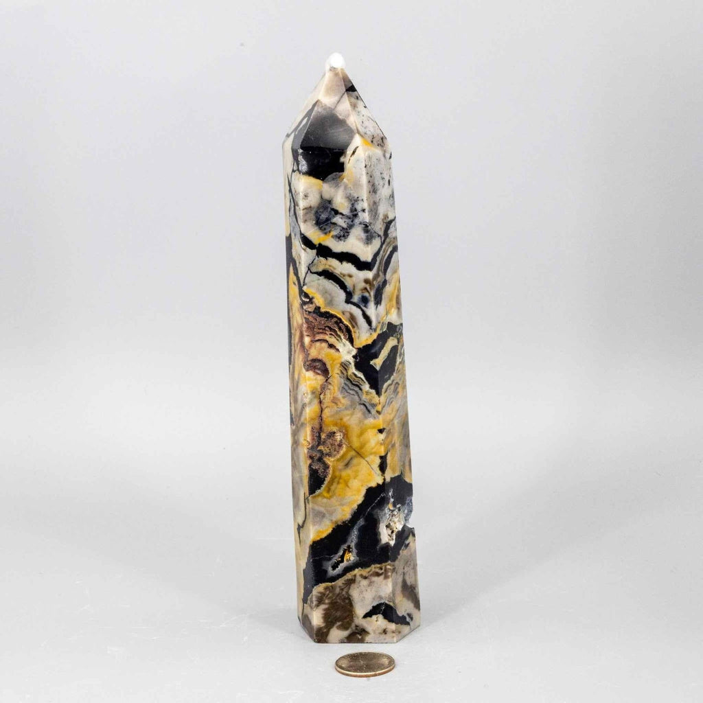 Volcano Agate Tower XL | UV Reactive Crystal Tower