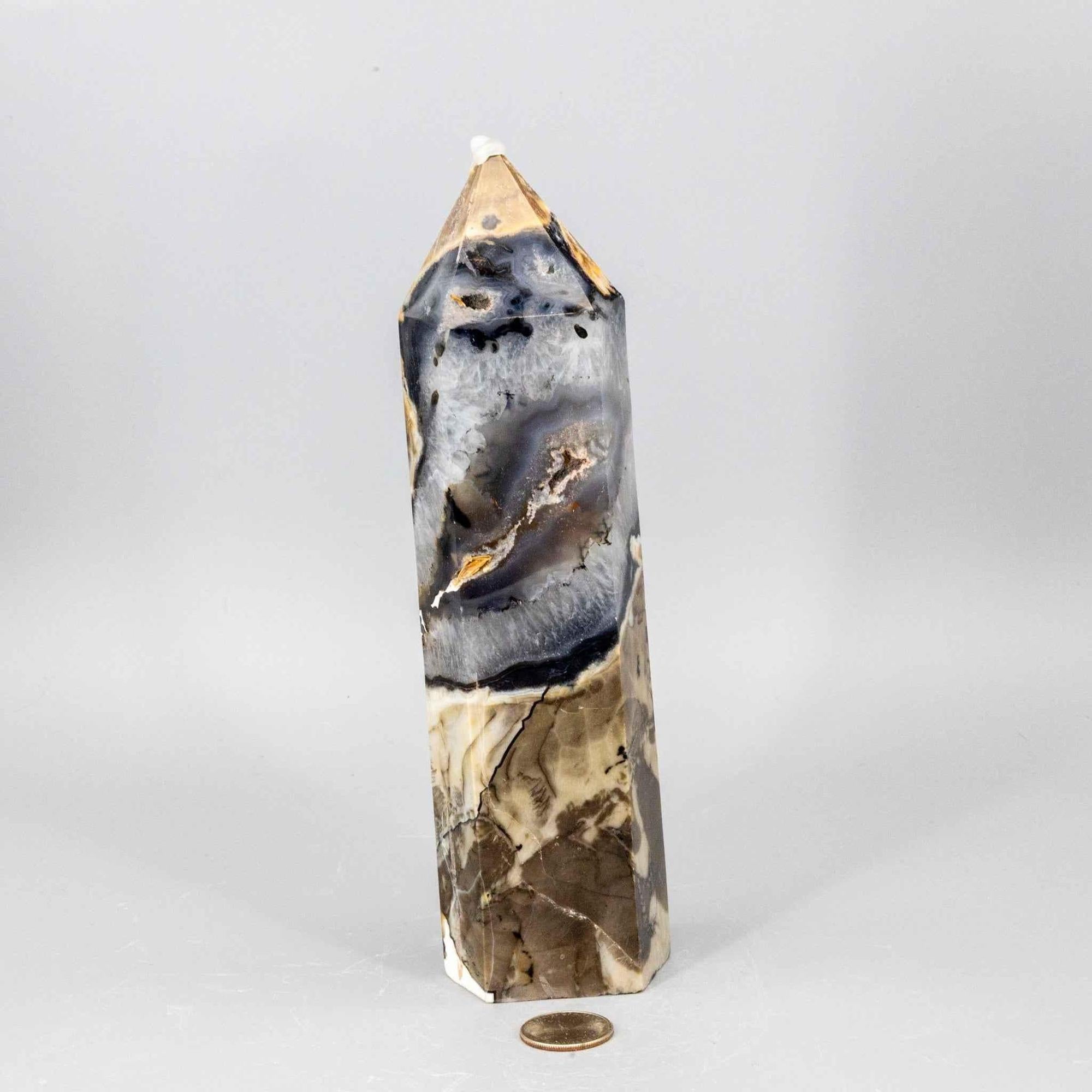 Volcano Agate Tower XL | UV Reactive Crystal Tower