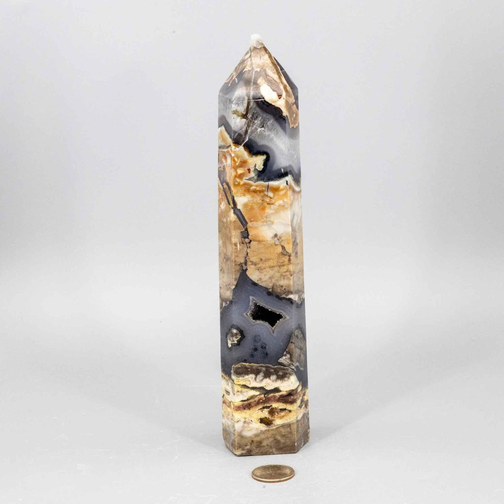 Volcano Agate Tower XL | UV Reactive Crystal Tower