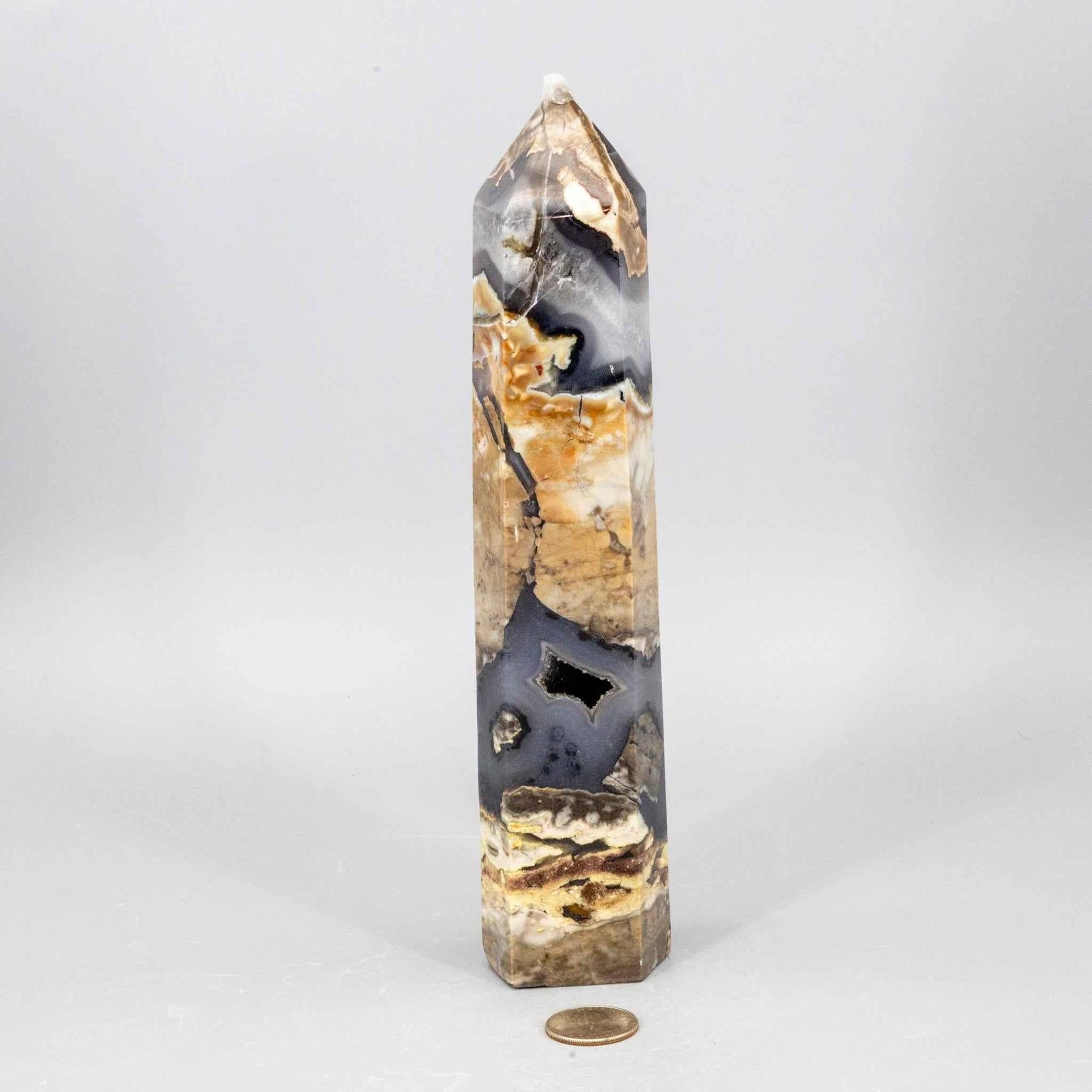 Volcano Agate Tower XL | UV Reactive Crystal Tower
