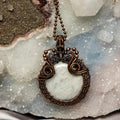 White Quartz Crystal Wire Wrapped Pendant in Copper