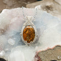 Yellow Jasper Copper Wire Wrap Crystal Pendant Necklace