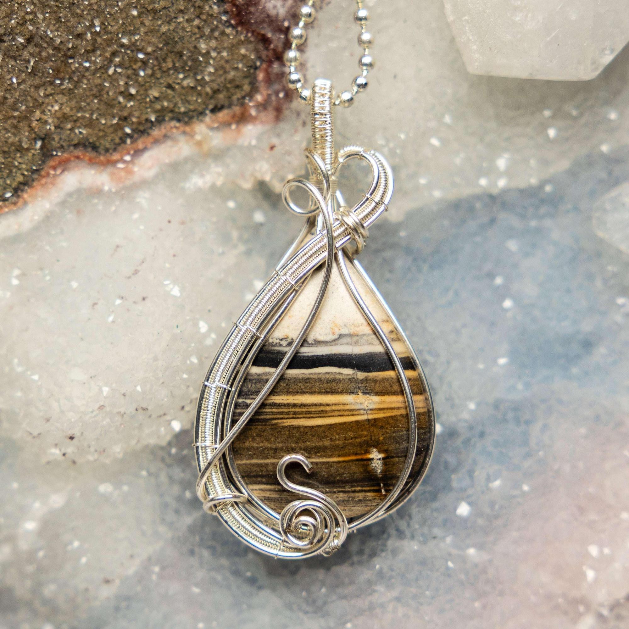 Zebra Jasper Wire Wrap Pendant