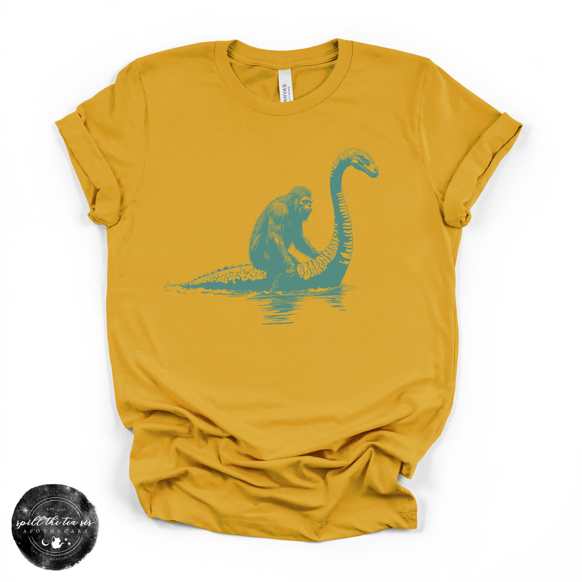 Bigfoot Riding Nessy Tee | Funny Cryptid Graphic T-Shirt