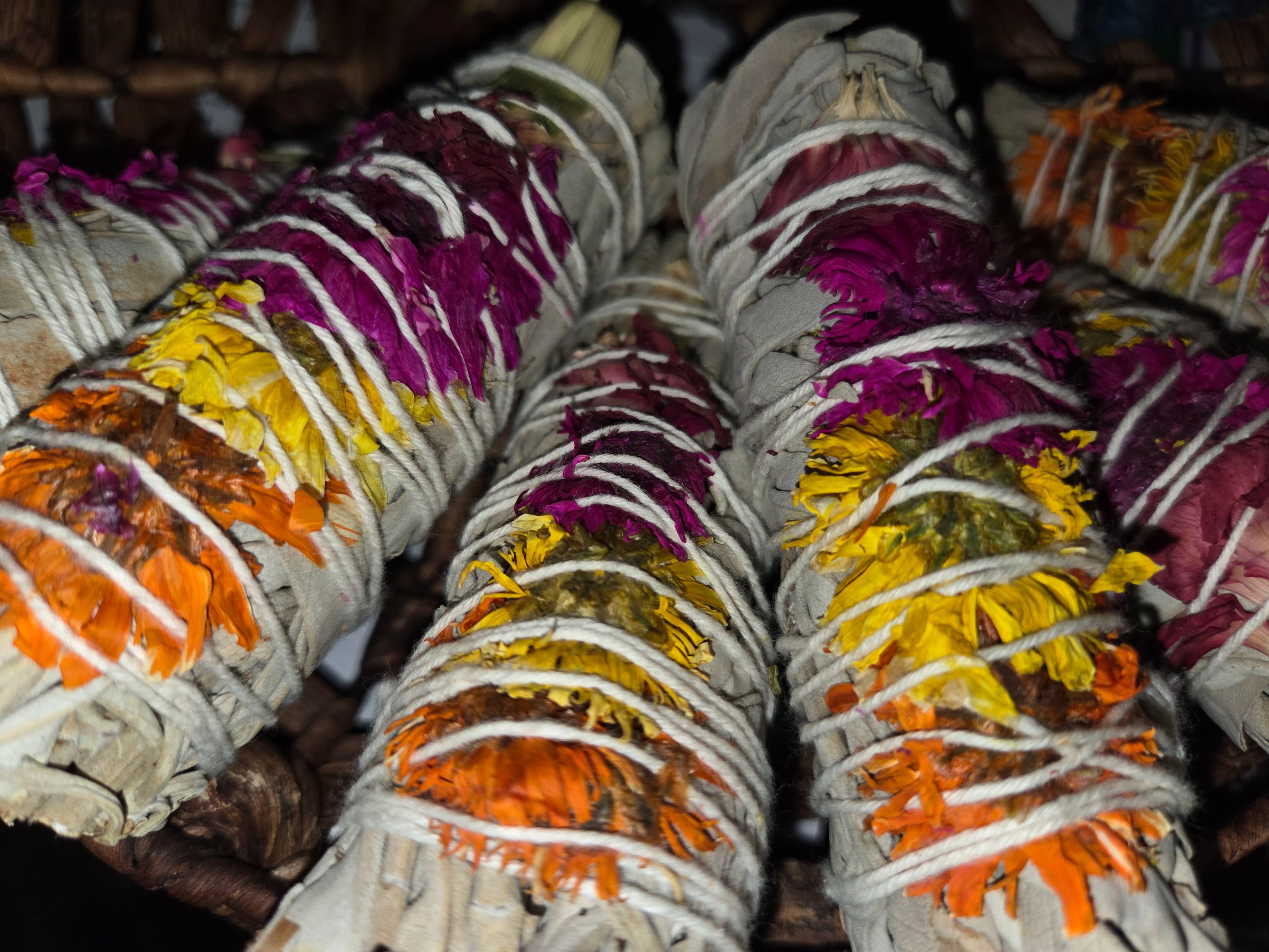 ‘Joy’ Floral White Sage Smudge Stick (4 in.)